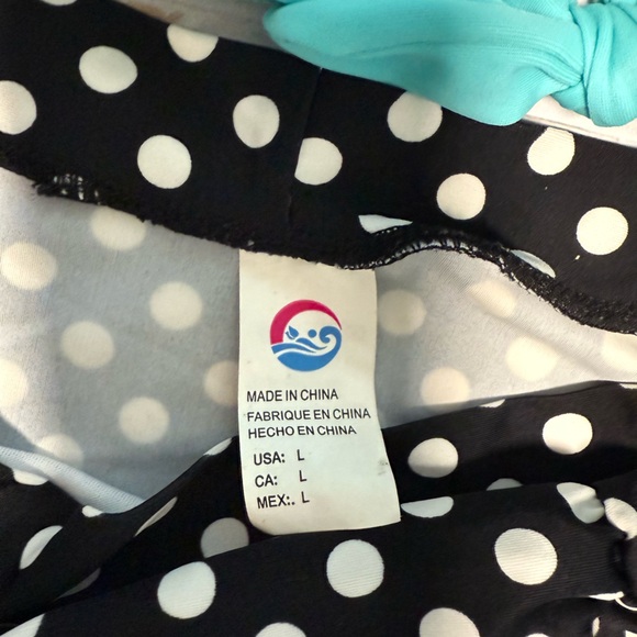 Turquoise Bikini Top and Polka Dot High-Waisted Bottoms - Picture 2 of 6